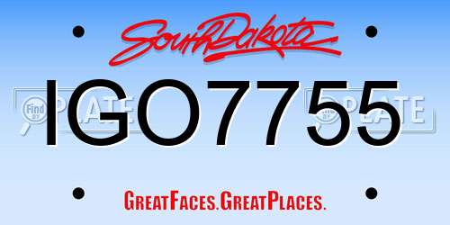 IGO7755 South Dakota License Plate