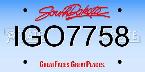 IGO7758 South Dakota License Plate