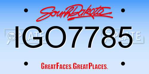 IGO7785 South Dakota License Plate