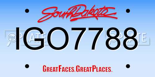 IGO7788 South Dakota License Plate