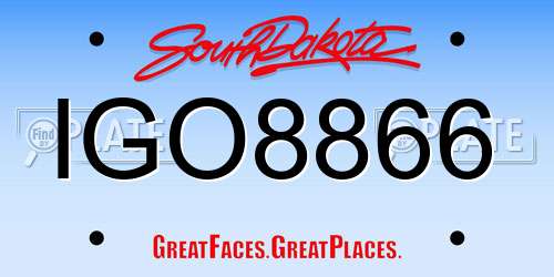 IGO8866 South Dakota License Plate