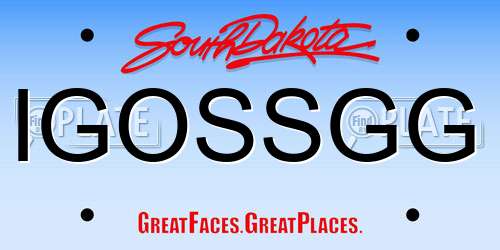 IGOSSGG South Dakota License Plate