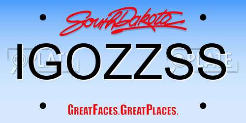 IGOZZSS South Dakota License Plate