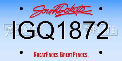 IGQ1872 South Dakota License Plate