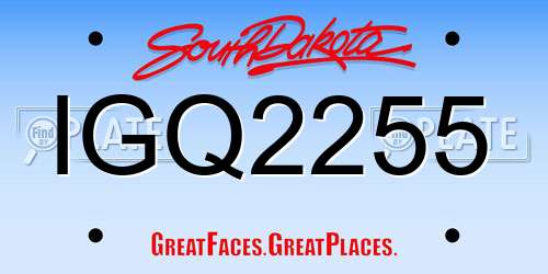 IGQ2255 South Dakota License Plate