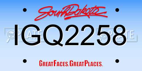 IGQ2258 South Dakota License Plate