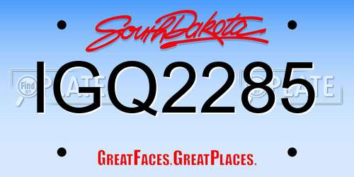 IGQ2285 South Dakota License Plate