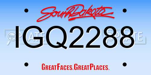 IGQ2288 South Dakota License Plate