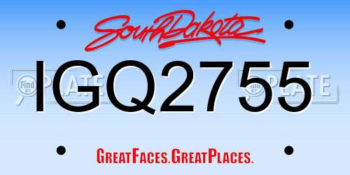 IGQ2755 South Dakota License Plate