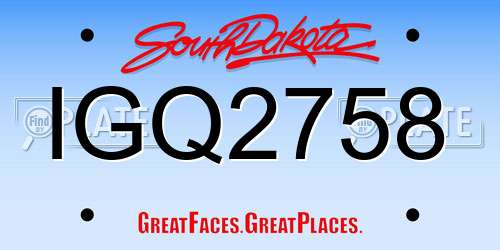 IGQ2758 South Dakota License Plate