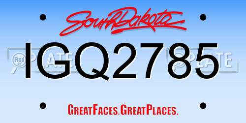 IGQ2785 South Dakota License Plate