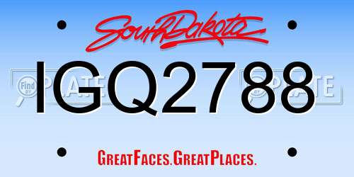 IGQ2788 South Dakota License Plate