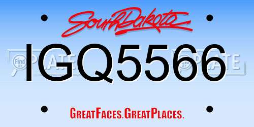 IGQ5566 South Dakota License Plate