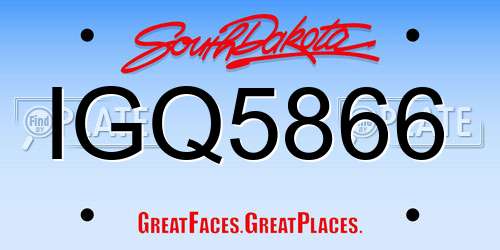 IGQ5866 South Dakota License Plate