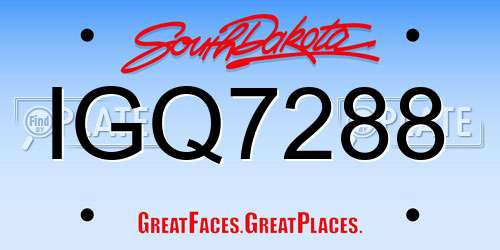 IGQ7288 South Dakota License Plate