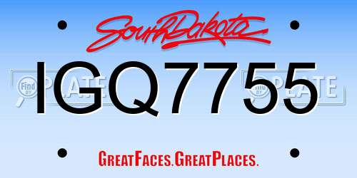 IGQ7755 South Dakota License Plate