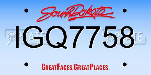 IGQ7758 South Dakota License Plate