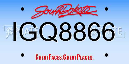 IGQ8866 South Dakota License Plate