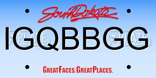 IGQBBGG South Dakota License Plate