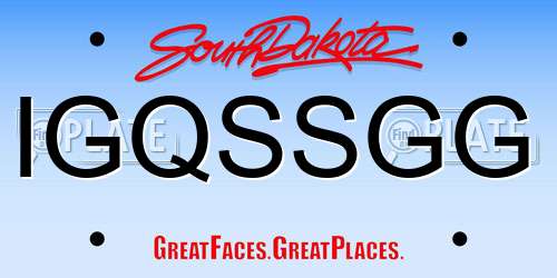 IGQSSGG South Dakota License Plate