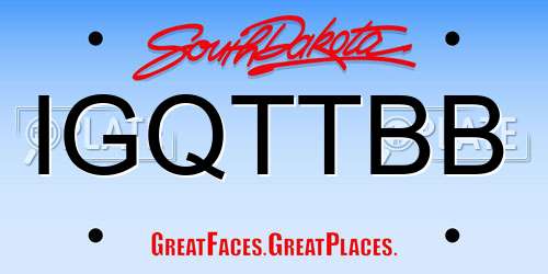 IGQTTBB South Dakota License Plate