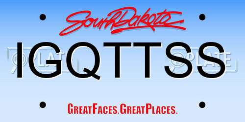 IGQTTSS South Dakota License Plate