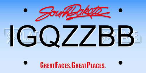 IGQZZBB South Dakota License Plate