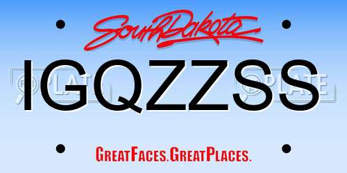 IGQZZSS South Dakota License Plate