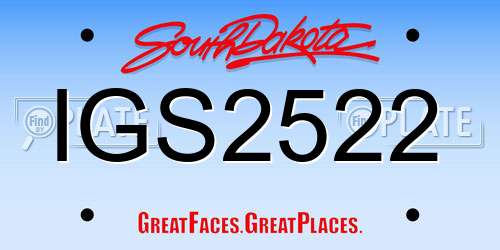 IGS2522 South Dakota License Plate