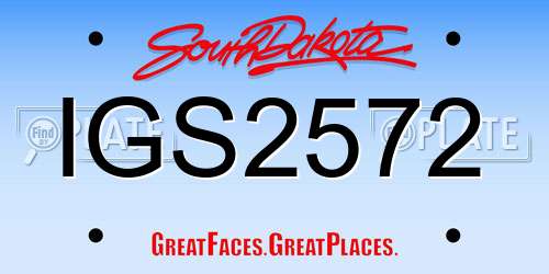 IGS2572 South Dakota License Plate