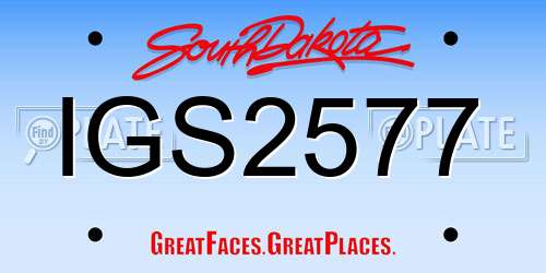 IGS2577 South Dakota License Plate