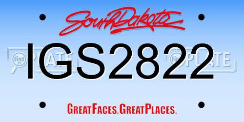 IGS2822 South Dakota License Plate