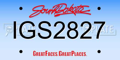 IGS2827 South Dakota License Plate