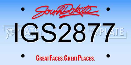 IGS2877 South Dakota License Plate