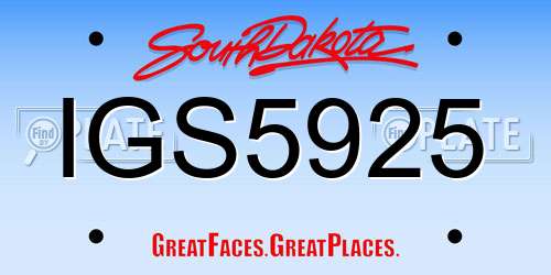 IGS5925 South Dakota License Plate