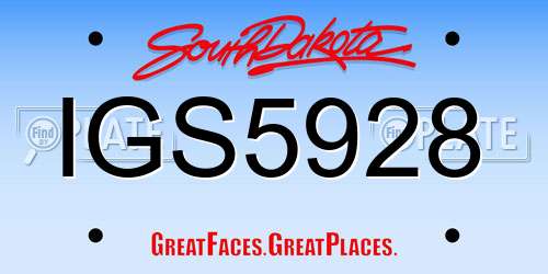 IGS5928 South Dakota License Plate