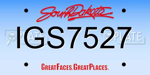 IGS7527 South Dakota License Plate