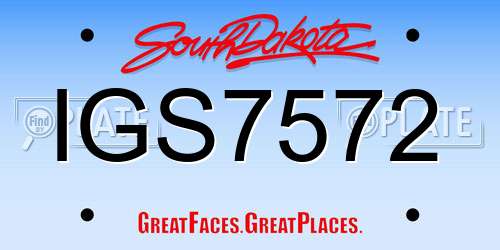 IGS7572 South Dakota License Plate
