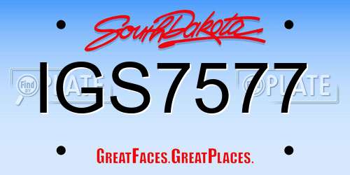 IGS7577 South Dakota License Plate