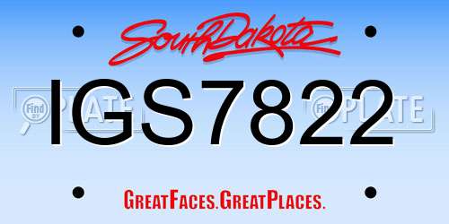 IGS7822 South Dakota License Plate