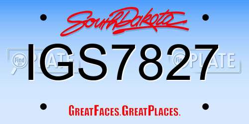 IGS7827 South Dakota License Plate