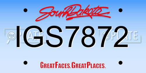 IGS7872 South Dakota License Plate