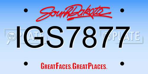 IGS7877 South Dakota License Plate