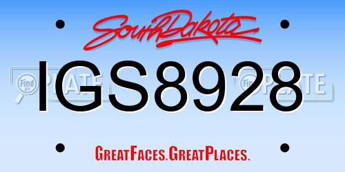 IGS8928 South Dakota License Plate