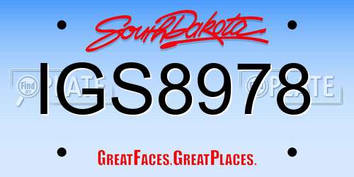 IGS8978 South Dakota License Plate