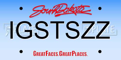 IGSTSZZ South Dakota License Plate