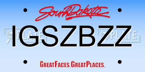 IGSZBZZ South Dakota License Plate