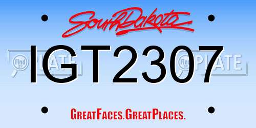 IGT2307 South Dakota License Plate