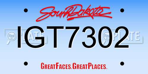 IGT7302 South Dakota License Plate