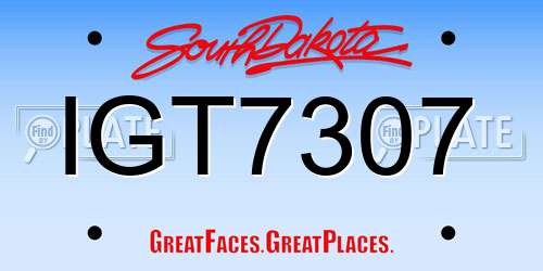 IGT7307 South Dakota License Plate